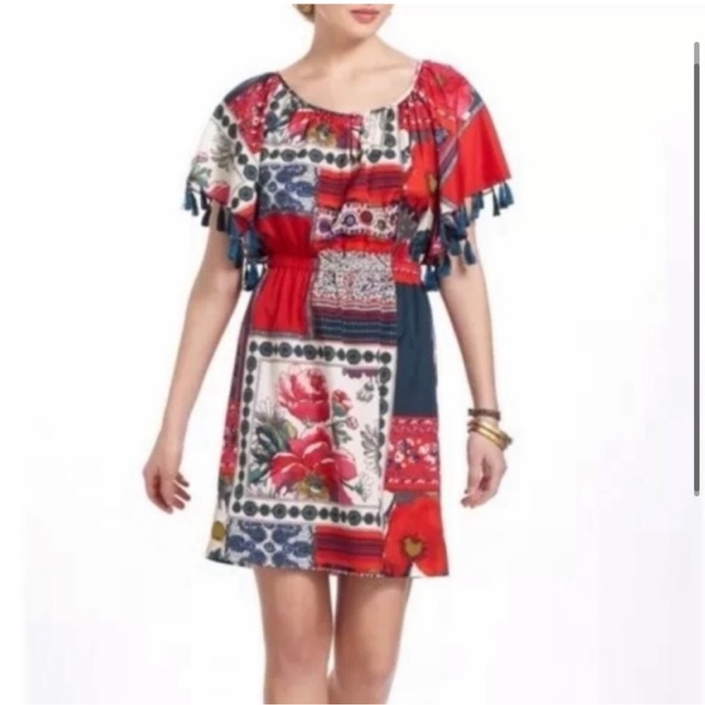 Women’s Red Patchwork Floral Dress